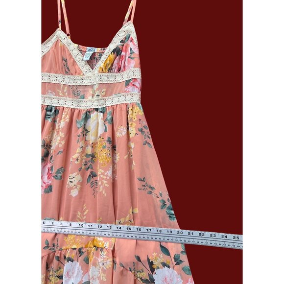 Rue 21 - Women's Summer Sleeveless High Low Hem Ruffle Floral Dress - Pink - S - Picture 5 of 16